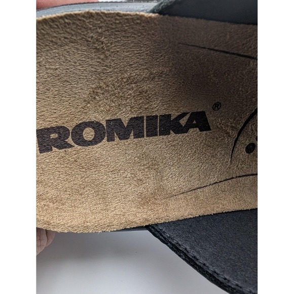 Romika Shoes Womens Size 6.5 Black Leather Slide Sandals Wedge Cushioned Comfort - Picture 5 of 7